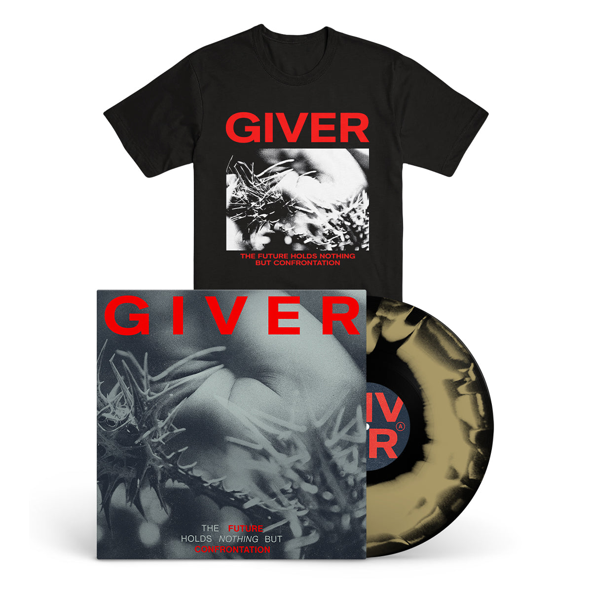 GIVER "The Future Holds Nothing But Confrontation" LP + T-Shirt Bundle